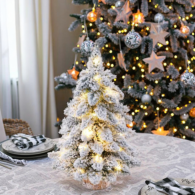 High Quality Mini Standing Christmas Tree Decorations Personalized Eco-Friendly Artificial PVC Tree LED Lights Battery Operated