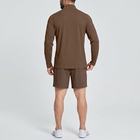Ensemble de survêtement sportif léger et respirant en tissu uni pour l'hiver, 78 % nylon 22 % élasthanne, avec fermeture éclair quart de tour et short