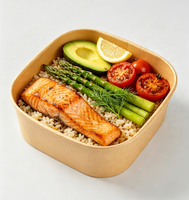 Boîte à lunch jetable en papier kraft pour aliments pour bébés et usage industriel, conteneur à salade à emporter imprimé sur mesure, fabriqué au Shandong