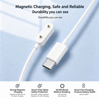 Câble de charge rapide magnétique Type-C à 2 broches avec transfert de données pour montre connectée pour enfants - Chargeur magnétique universel