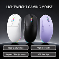3 Mode Mouse Nirkabel Ringan dengan 6 Tingkat Penyesuaian DPI, Lampu RGB, Mouse Khusus Game Tanpa Suara