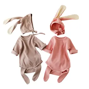 2022 Hot Selling 3Pcs Cartoon Cotton Baby Outfits Rompers Set Spring Autumn Rabbit Newborn Clothes Infant Costume 0-18M