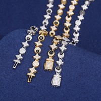Bijoux fantaisie design tendance 8mm collier glacé en laiton plaqué or AAAAA Zircon soleil lune étoile chaîne à maillons pour hommes femmes