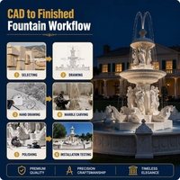 Grande fontaine Poseidon en marbre beige Mily avec statues de chevaux et de lions, style européen de luxe, sculptée à la main pour l'extérieur, parcs et villas