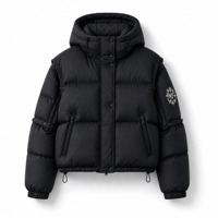 Veste matelassée convertible unisexe vintage DJ07 MINFAN avec manches amovibles zippées, logo brodé sur le tissu, manteau d'hiver pour l'extérieur