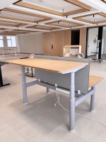 PRORIALS - Vente en gros - Bureau d'ordinateur ergonomique moderne pour 2 personnes - Poste de travail en fer - Bureau réglable en hauteur - Capacité de 120 kg