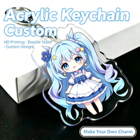 Porte-clés en acrylique transparent personnalisé avec gravure laser OEM, double face, motif de personnage de dessin animé, époxy, anime