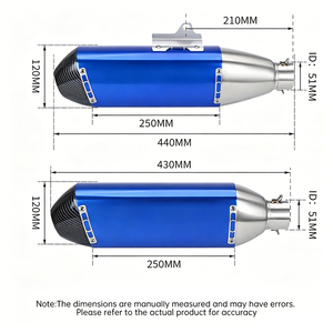 Longueur 480 mm, entrée 51 mm, silencieux d'échappement pour <span class=keywords><strong>moto</strong></span> FMF 4T, tuyau d'échappement universel avec DB Killer, échappements pour <span class=keywords><strong>moto</strong></span> - Product Image 2