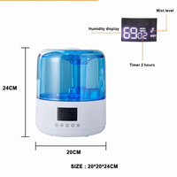 Humidificateur d'air électrique intelligent 3L en plastique à ultrasons, aromathérapie, nettoyage facile, remplissage par le haut, circuit intégré pour usage domestique et hôtelier