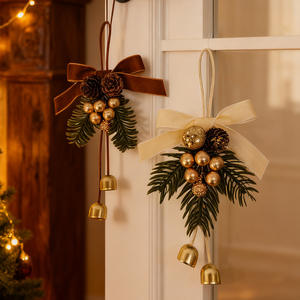 Nuevo Adorno Navideño <span class=keywords><strong>ELIM</strong></span>, Colgante para Coche, Decoración para Puerta, Campana Pequeña, Lazo, Escena de Árbol, Diseño de Plástico de 15 cm, Estilo Chino - Product Image 4