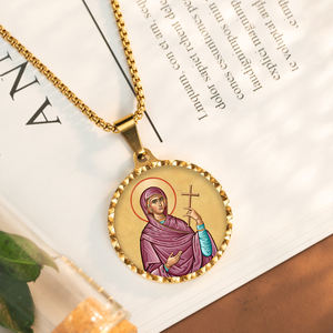 GIVELUCK Edelstahl 18K Vergoldeter St. Lucie Orthodoxer Ikonen-Anhänger Kundenspezifisches Design Medaillen für Sehschutz und Spiritualität - Product Image 4