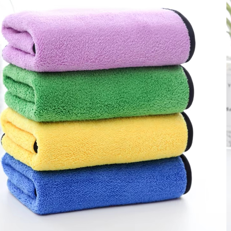 China Factory Quick-Dry Coral Fleece Woven Technique Super Absorbent Microfiber Pet Bath Drying Grooming Towel for Car Cleaning
