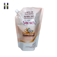 Pochette d'emballage personnalisée en plastique multicouche avec bec verseur pour savon liquide, impression hélio sur mesure, logo personnalisé
