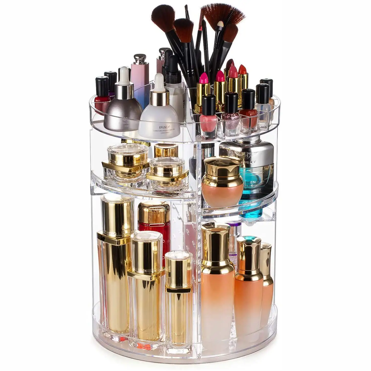 360 Graden Desktop Opslag Rack Roterende Make-Up Organizer Grote Capaciteit Verstelbare Cosmetische Opslag Vitrine