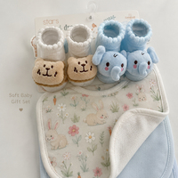 Ensemble de chaussettes et bavoirs pour nouveau-né, doux et confortables, imprimés d'animaux, ensemble de chaussettes pour bébé mignonnes, ensemble de bavoirs pour bébé