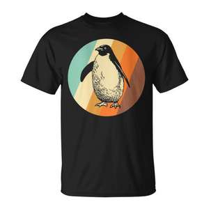 Retro Penguin <b>Vintage</b> T-Shirt Black Men's <b>Graphic</b> <b>Tee</b> Crew Neck Short Sleeve Adult Promotional Activities Silk Screen Printing - Product Image 1