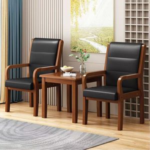 Silla de Oficina de Madera Maciza con Reposabrazos, Diseño Ergonómico y Cómodo para el Hogar, Estudio o Dormitorio - Product Image 1