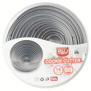 Lot de 14 moules à crumpets en acier inoxydable antiadhésifs pour la pâtisserie maison et la décoration de gâteaux - Product Image 1