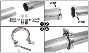 Collier <span class=keywords><strong>de</strong></span> serrage V-Band 2,5 pouces pour échappement 1 1/2 en acier inoxydable, à dégagement rapide avec poignée - Product Image 3