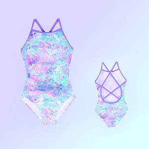 UV50 + 3D 프린팅 효과 다채로운 PBT 100% 폴리에스터 우수한 염소 저항 기능 훈련 대회 수영복 - Product Image 2