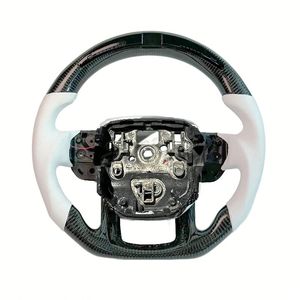 Volant de direction en fibre de carbone véritable à fond plat pour Land Rover Range Rover Discovery Sport, amélioration et personnalisation en alcantara <span class=keywords><strong>rouge</strong></span> - Product Image 6