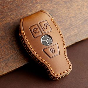 Funda de cuero genuino para llavero de coche para mercedes-benz A/B/C/E/S/G/R/V-Class GLE/GLC/GLA/CLA/CLS/<span class=keywords><strong>GLK</strong></span>/GLS viano Vito <span class=keywords><strong>Maybach</strong></span> - Product Image 2