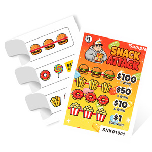 Wholesale Custom Design 3 Windows Food Theme Printed Pull Tab Tickets Prize Promotion Tear Off Cards - Product Image 1