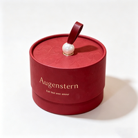 Boîtes à fleurs rondes personnalisées Augenstern, boîtes cadeaux cylindriques crème et rouge OEM ODM avec poignées en perles pour arrangements floraux