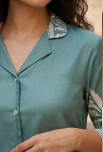 Tissu vert olive de qualité supérieure, finition lin doux, pour vêtements féminins, polyester, imprimé numérique, 100% polyester - Product Image 2