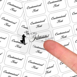 Personalized Wedding Favor Labels Custom Name Date Waterproof Vinyl Stickers Clear Adhesive Guest Gifts Elegant Templates Floral - Product Image 5