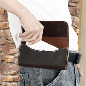 Sac de taille en cuir de vachette pour hommes avec <span class=keywords><strong>ceinture</strong></span> Petit étui <span class=keywords><strong>portable</strong></span> d'extérieur pour les yeux et IPhonepro Téléphone Couche supérieure Matériau - Product Image 4