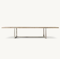Table à manger extensible rectangulaire sur mesure avec support en T, mobilier de maison, ensemble de salle à manger, tables à manger modernes