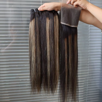 Extensions de cheveux humains vierges Remy gris piano 1B avec closure frontale en dentelle transparente – Vente en gros