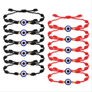Moda hecha a mano ajustable diablo ojo pareja <span class=keywords><strong>pulsera</strong></span> ajustable suerte cuerda roja línea <span class=keywords><strong>hilo</strong></span> trenzado pulseras <span class=keywords><strong>7</strong></span> <span class=keywords><strong>nudos</strong></span> - Product Image 1