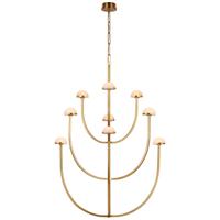 Lustre suspendu en laiton et albâtre naturel, lampe suspendue en marbre sur mesure pour plafonds hauts, E12, salon