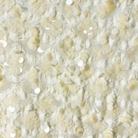 Tissu en maille fluorescent tricoté en polyester 75D blanc avec broderie de dentelle et grandes paillettes, certifié OEKO-TEX, pour robe de mariée pour filles