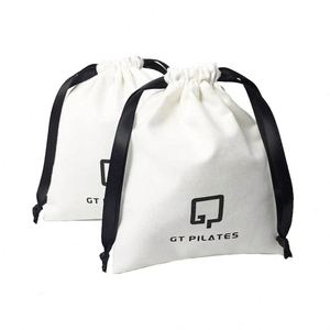 Recyclable Custom Logo Printed Brush Canvas 100% Organic Soft Cotton Muslin Jewelry Ring Storage Pouch <b>Small</b> <b>Drawstring</b> <b>Bag</b> - Product Image 1