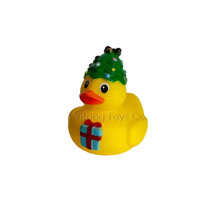Brinquedos de Banho em Forma de Pato de Borracha PVC Personalizados com Design de Padrões para o Natal - Product Image 6