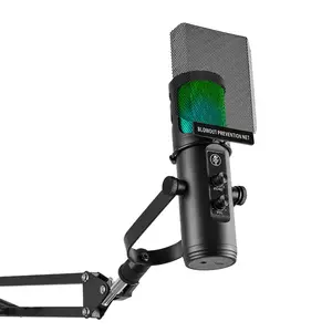 Microphone Pc dynamique Usb Xlr à condensateur électret Studio en métal de haute qualité avec micro logiciel Tap-to-mute Eq