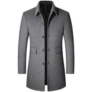 Áo khoác len nam mùa thu đông M-4XL, dài trung bình, cổ polo, kiểu trench coat, thời trang đường phố - Product Image 1