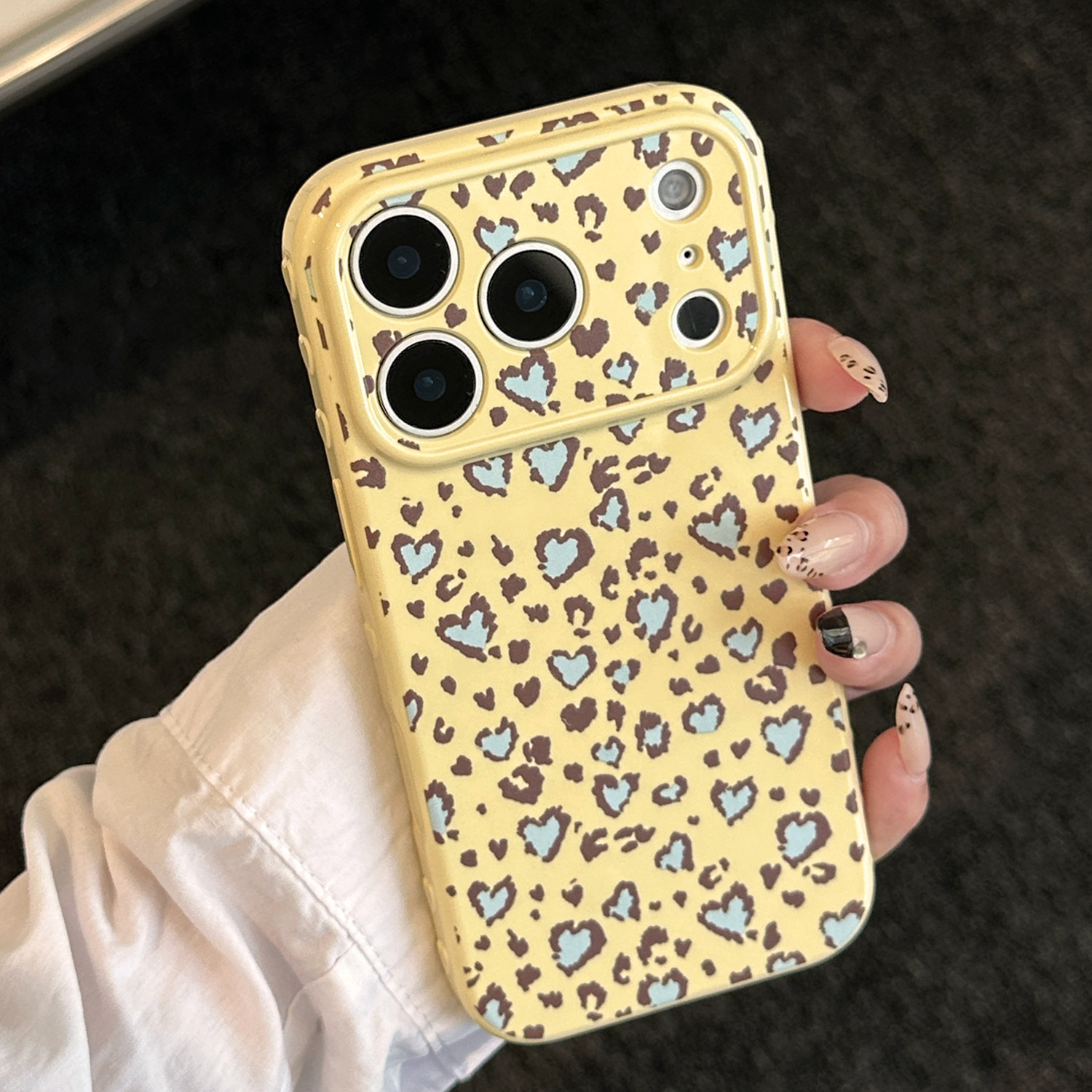 Lemon Yellow, Blue-Brown, Heart Leopard