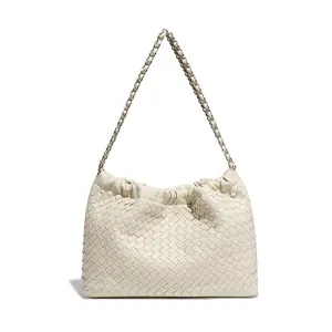 New Fashionable Women's Bags Braided Senior Simple Wild Small Fragrant Wind Chain Handheld Shoulder Handmade Bag Knitted Bag