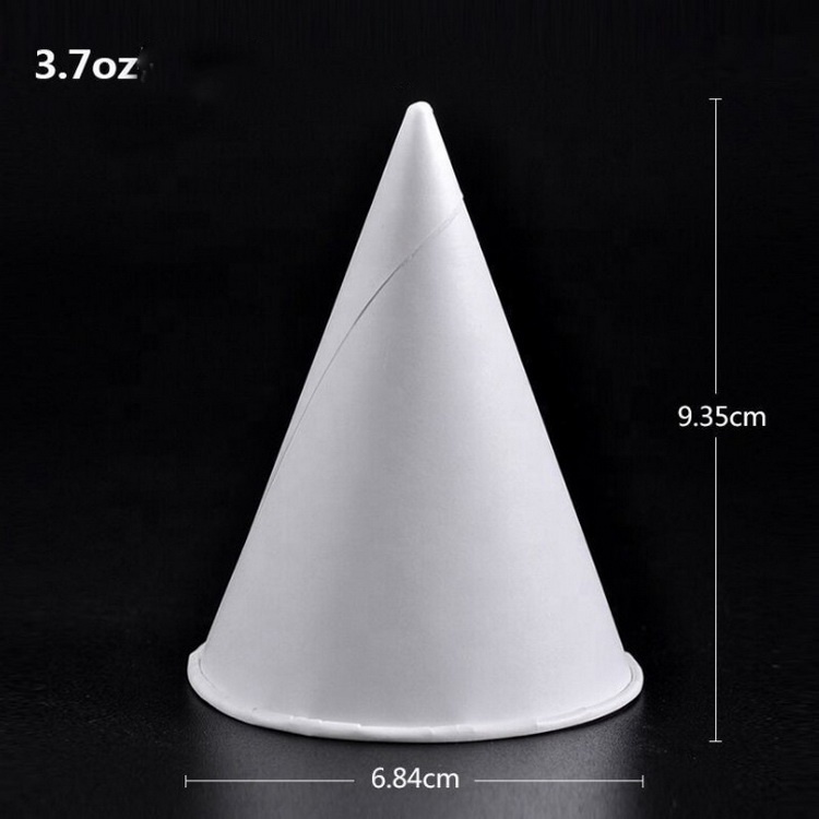 Gobelets d'eau jetables 3.7 OZ, 100% pièces, papier conique blanc, peut être personnalisé, vente en gros