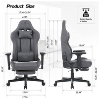 Chaise de jeu Chaise de bureau en tissu pour ordinateur Chaise de bureau Vidéo Lumbar Racing Swivel Recliner Task Gamer Chaise de jeu vidéo Hauteur réglable