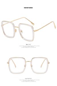 2023新しい卸売特大スクエアブルーレイメガネアンチブルーライトスペクタクルフレーム女性ルネットフォトグレーアンチリフレット - Product Image 5