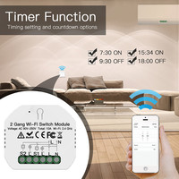 Interruptor de luz inteligente con Wifi, módulo de Control remoto con aplicación Smart Life, 2 entradas y 2 vías