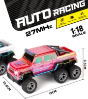 Voiture RC tout-terrain à 6 roues à l'échelle 1:18 avec éclairage LED coloré et plaqué, télécommande 4 canaux, portée de 30 m pour enfants