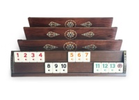 Kardelen El Yapımı Büyük Ahşap Rummy ve Okey Oyun Seti, Mozaik İşlemeli Gül Ağacı Rummy Küpleriyle 4 Kişilik Masa Oyunu