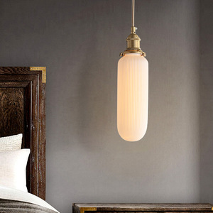 Lámpara colgante Retro nórdica cobre cerámica y latón luz colgante isla sala de estar Hotel Villa lámpara de interior Decoración - Product Image 5