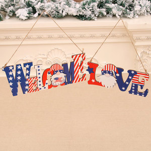 Nuevo comercio transfronterizo entre Estados Unidos Decoraciones para el Día de la Independencia/Día Nacional, colgadores de puerta con letras de madera, decoraciones creativas de bienvenida para centros comerciales - Product Image 2